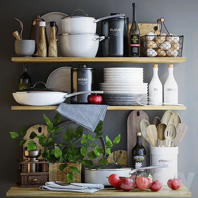 Decorative set for kitchen 3D Model