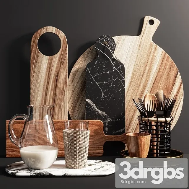 Decorative Set for the Kitchen 001 3D Model Free