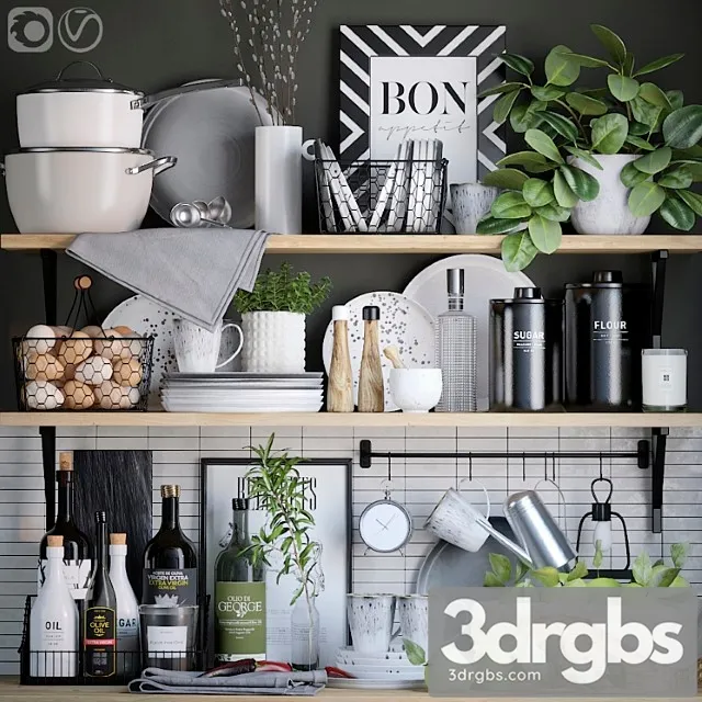 Decorative set for the kitchen 2 3D Model Free