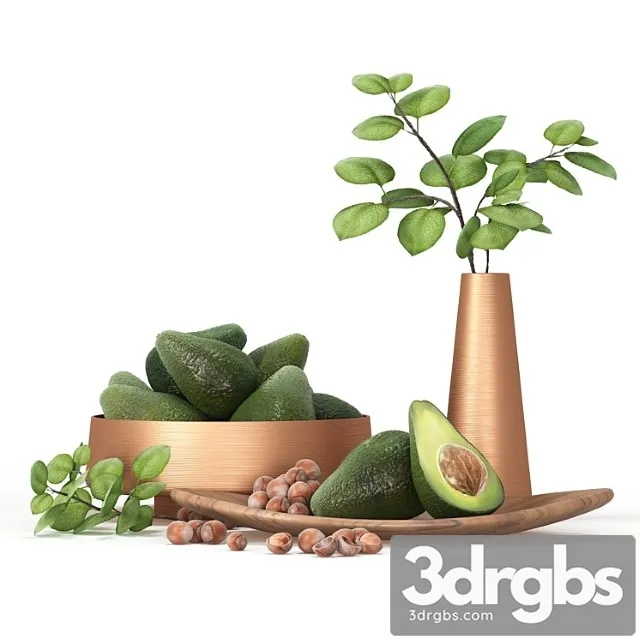 Decorative set for the kitchen with avocado