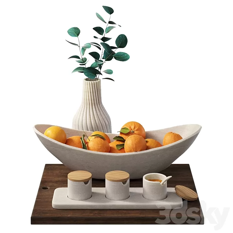 Decorative set for the kitchen with oranges 3D Model Free