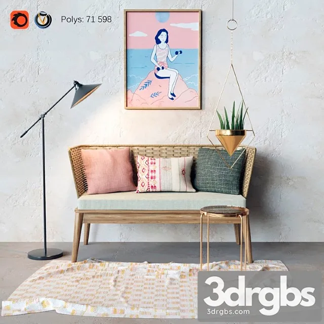 Decorative Set For The Living Room 2 3D Model Free