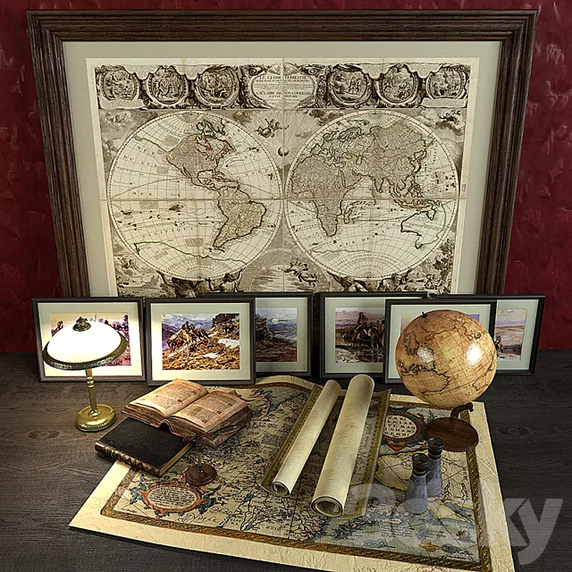 Decorative set geographer 3D Model
