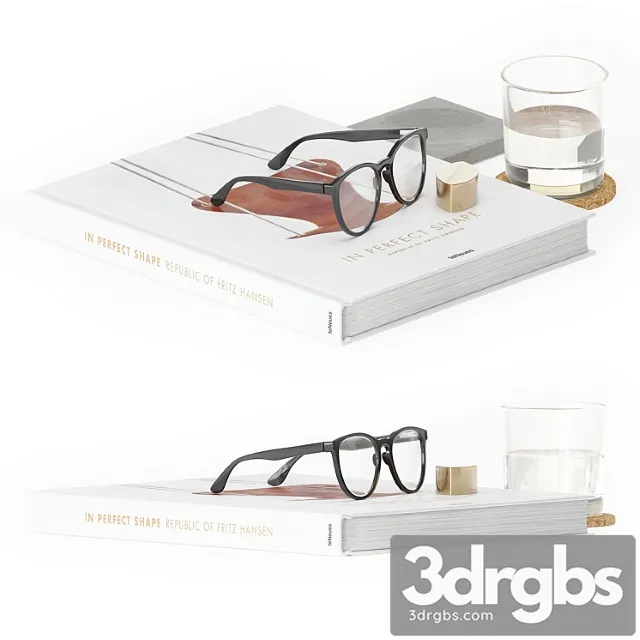 Decorative Set Glasses And Book 3D Model Free