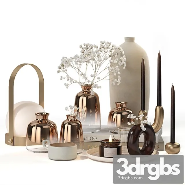 Decorative set gold plated translucent glass vases