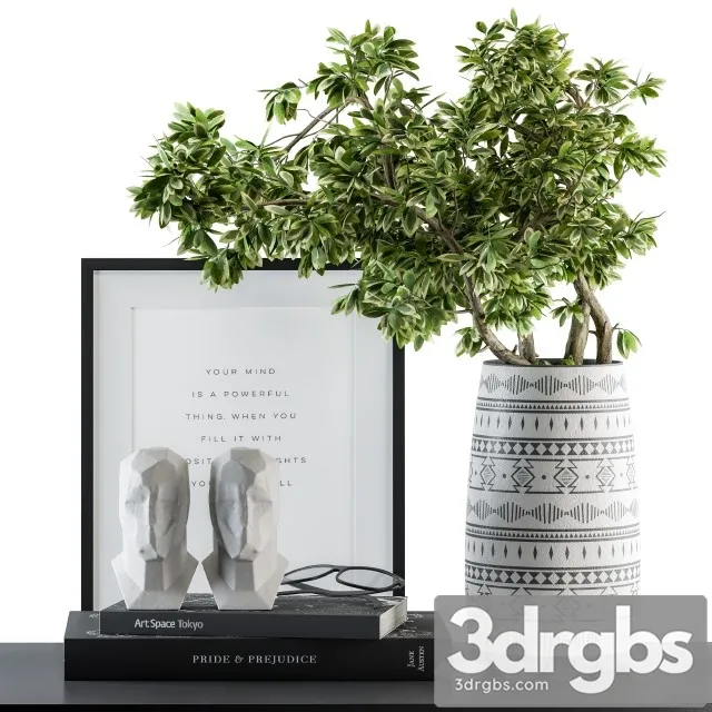 Decorative Set Green Bouquet Set 3D Model Download