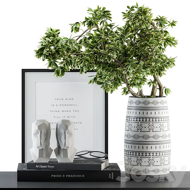 Decorative Set Green Bouquet - Set 45 3DModel