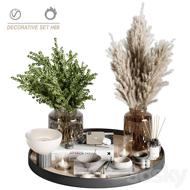 Decorative set H69 3D Model Free Download