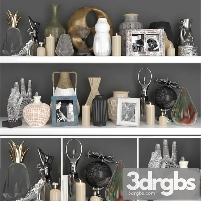 Decorative set Huge decor set with figurines and candles 3D Model Free