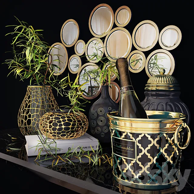 Decorative set ice bucket. Set ice bucket. 3D Model