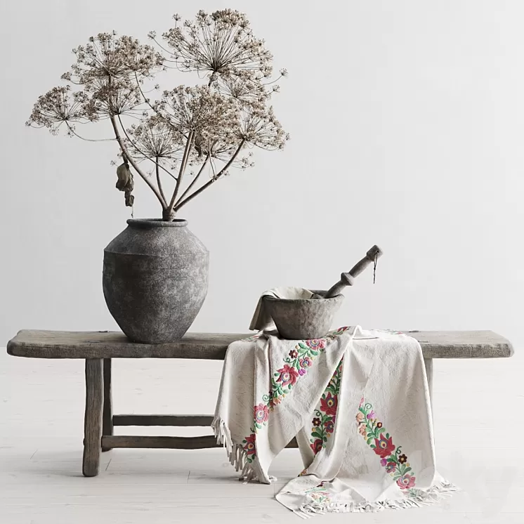 Decorative set in a rustic style 3D Model