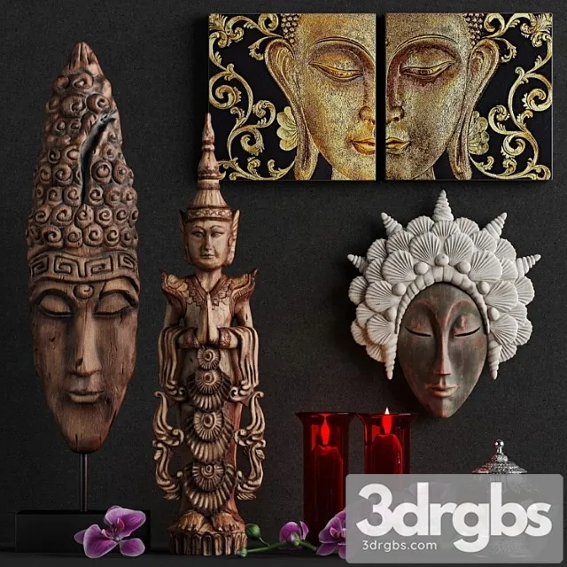 Decorative Set In Asian Style Factory Designtoscano 3D Model Free