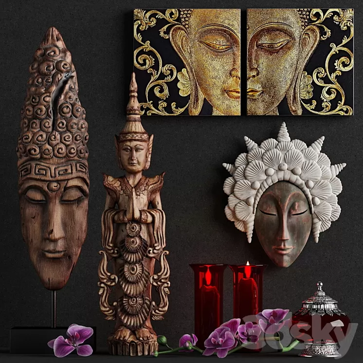 "Decorative set in Asian style - factory ""DesignToscano""" 3D Model