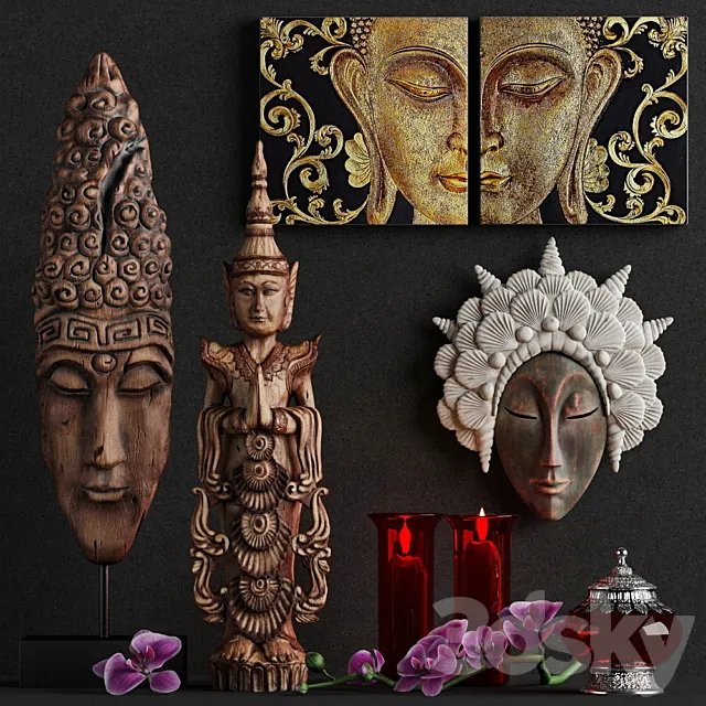 Decorative set in Asian style – factory “DesignToscano” 3DModel