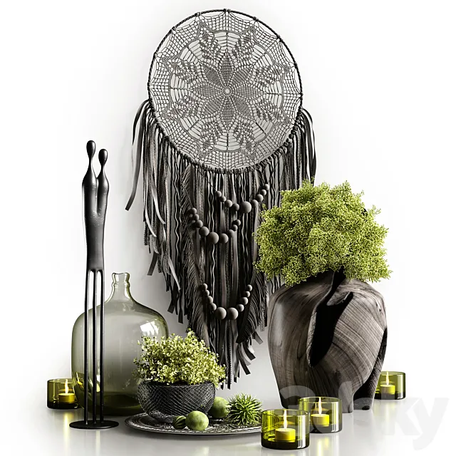 Decorative set in dark colors 3DModel