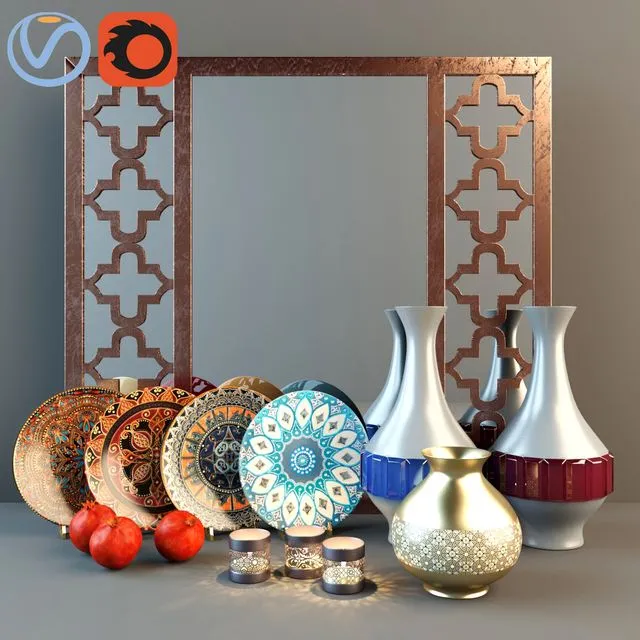 Decorative set in oriental style 3D Model