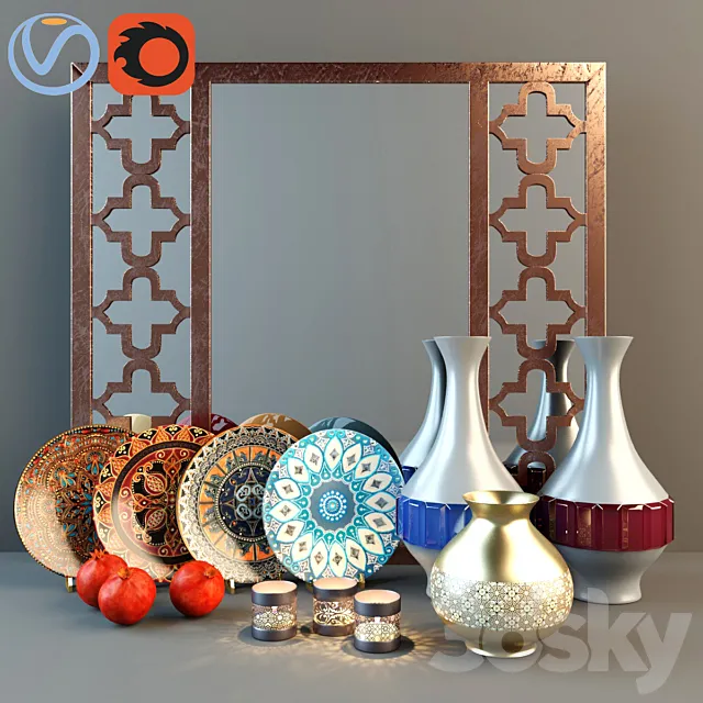 Decorative set in oriental style 3D Model