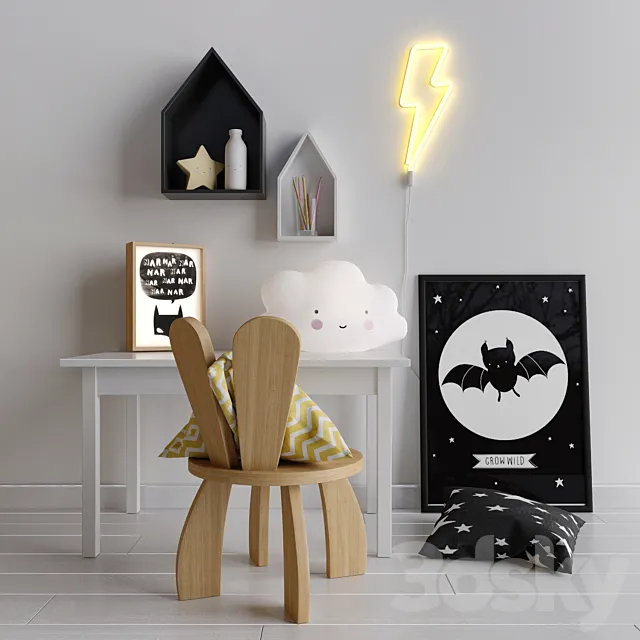 Decorative set in the nursery for a boy 3D Model