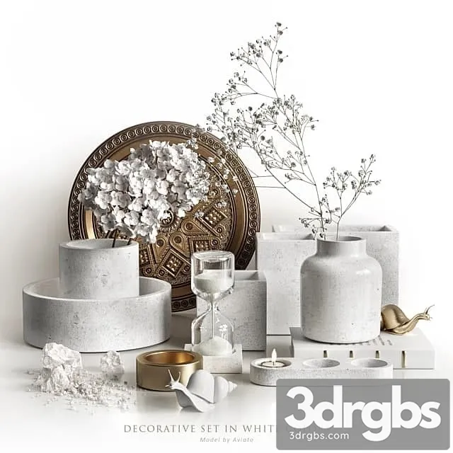 Decorative Set in White Colors 3D Model Free