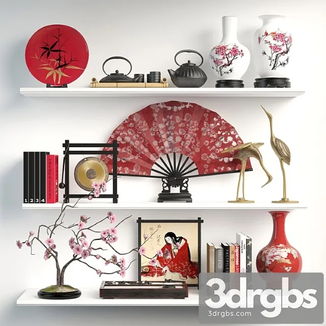 Decorative set Japan decor 3D Model Free