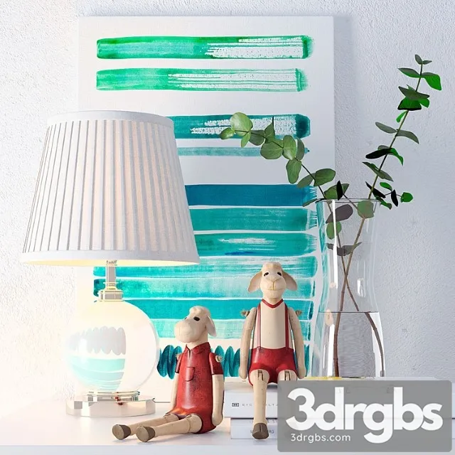 Decorative set Lamp eichholtz octavia paintings jan ombre and decor 3D Model Free