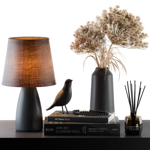 Decorative Set Lampshade with Dried Plants 3D Model