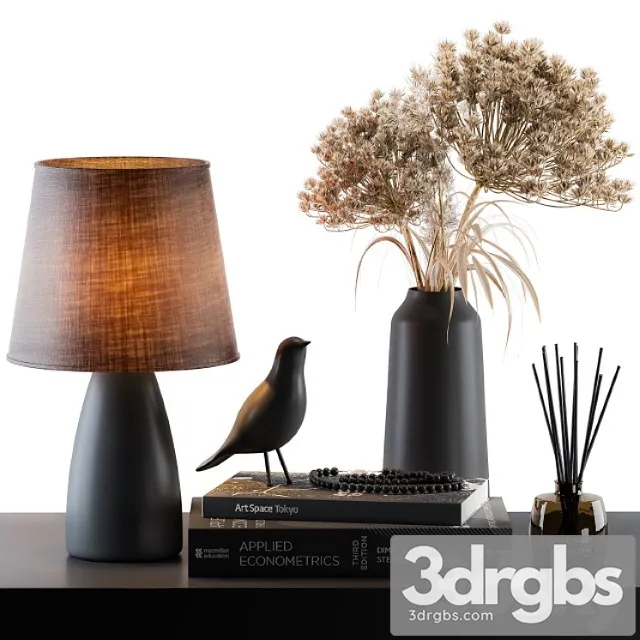 Decorative set lampshade with dried plants 3D Model Free
