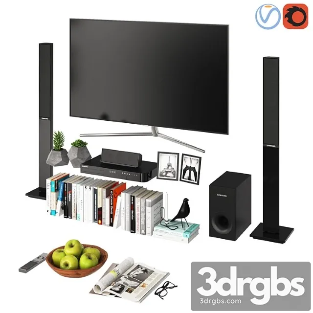 Decorative set Living room modern 3D Model Free