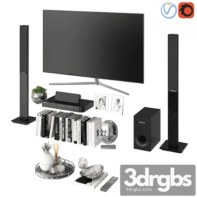 Decorative set Living room silver 3D Model Free