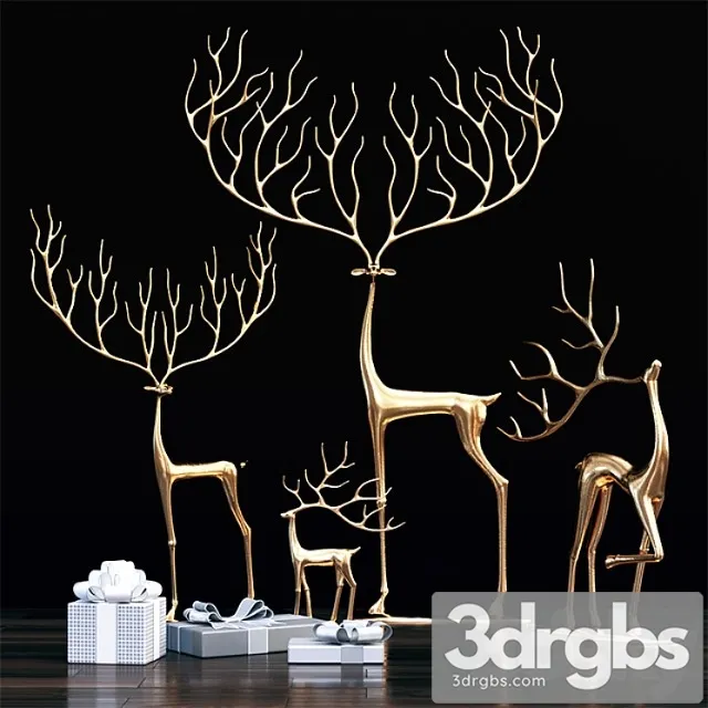 Decorative set Merry reindeer 3D Model Download