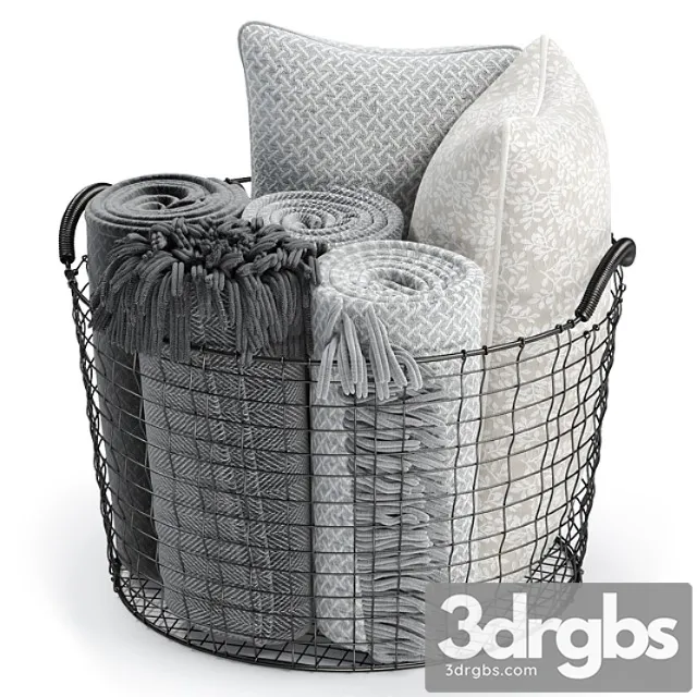Decorative set Metal basket decor 03 3D Model Free