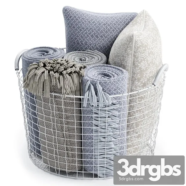 Decorative set Metal basket decor 05 3D Model Free