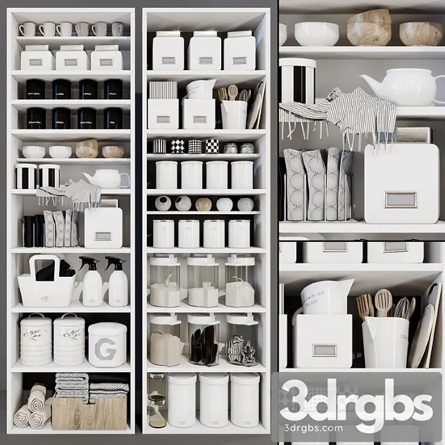 Decorative set Modern racks with decor 3D Model Free