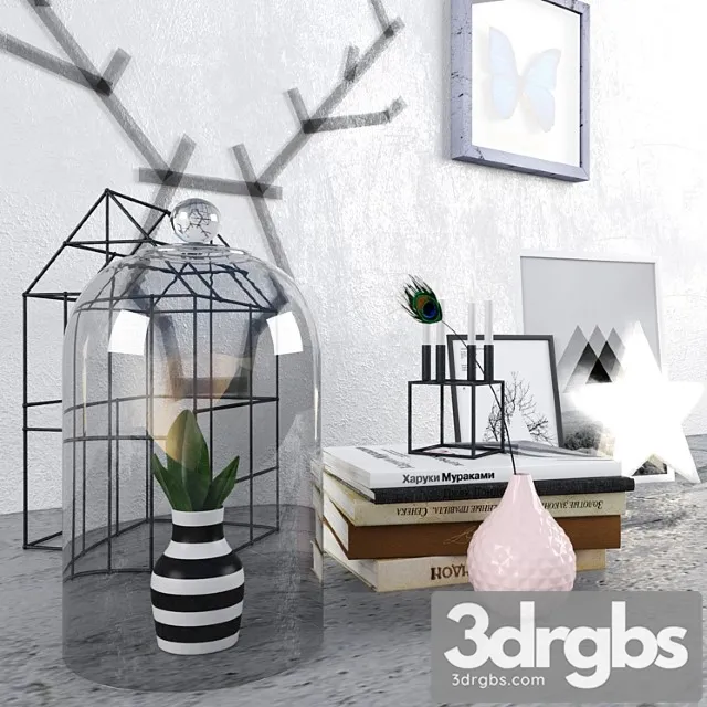 Decorative set Modern scandinavian design 3D Model Free