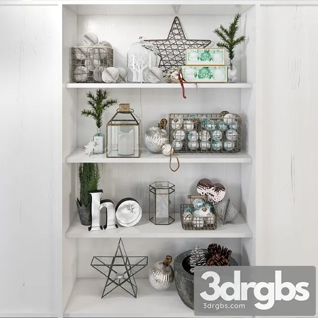 Decorative set New year or christmas decorative set 3D Model Free