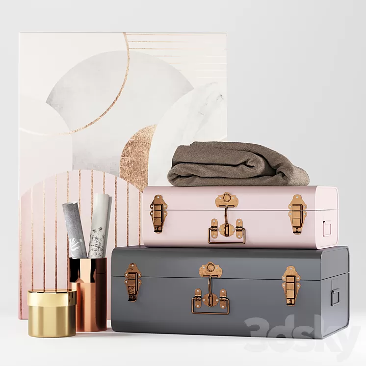 Decorative set of 2 Elori suitcase chests