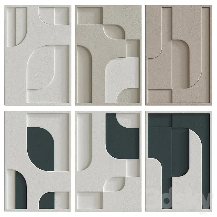 Decorative set of art paintings #69 3D Model Free Download