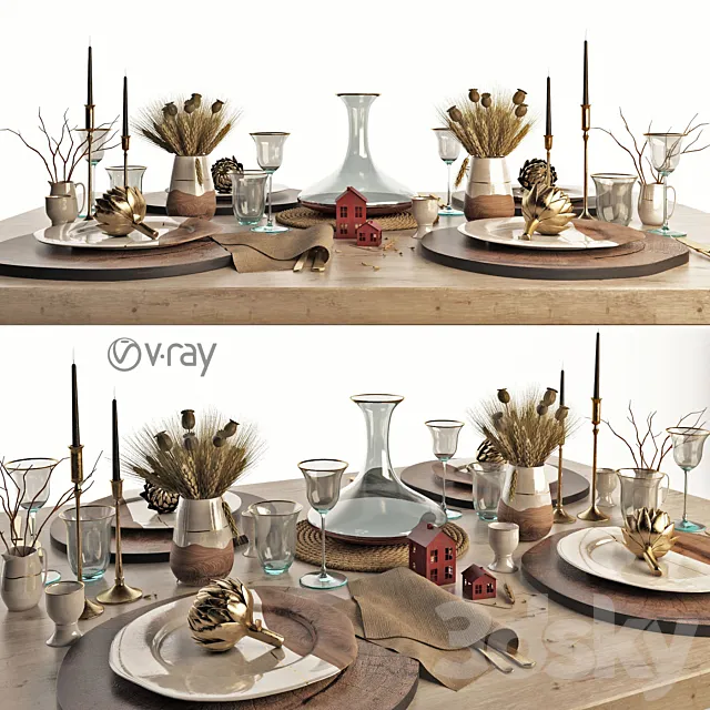 decorative set of dishes 3DModel