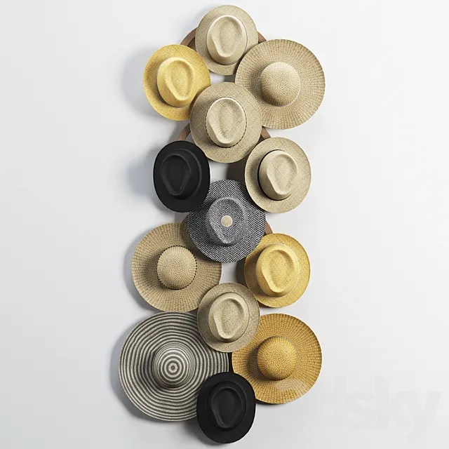 Decorative set of hats 3D Model