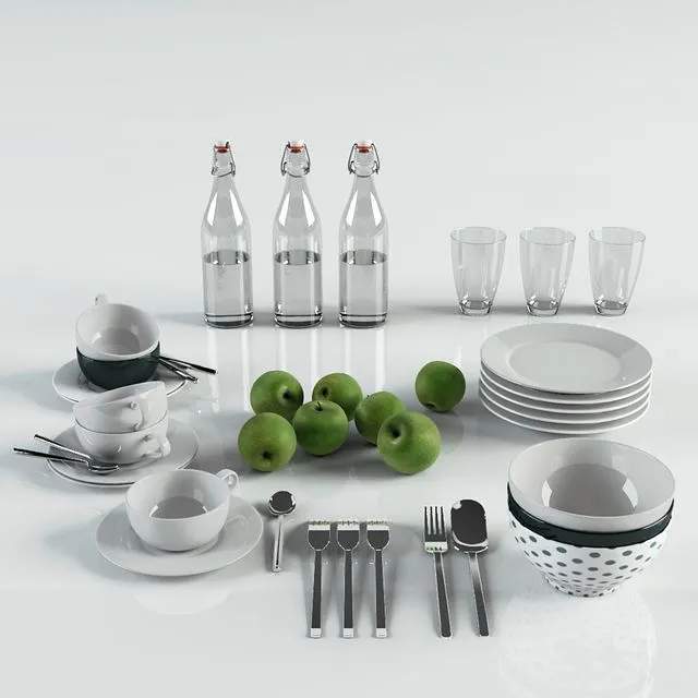 Decorative Set of kitchen design objects 3D Model