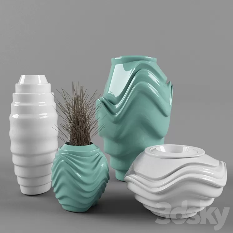 Decorative set of vases 3D Model