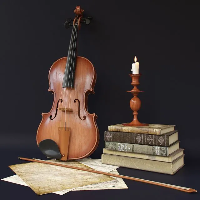 Decorative set of Violin 3D Model