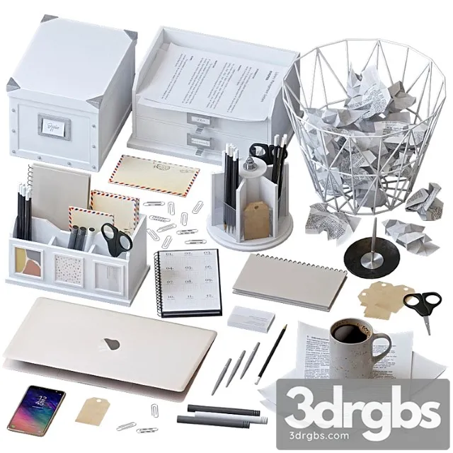 Decorative set Office supplies set_1 3D Model Free