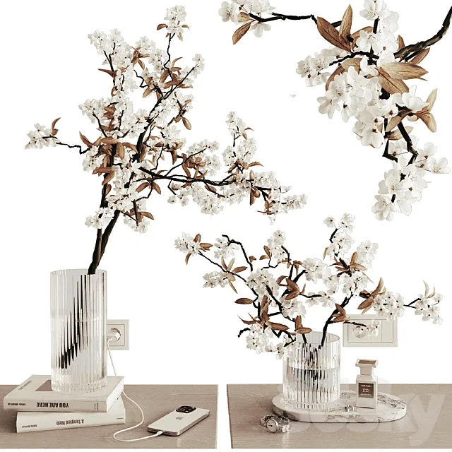 Decorative set on bedside table 1 3DModel