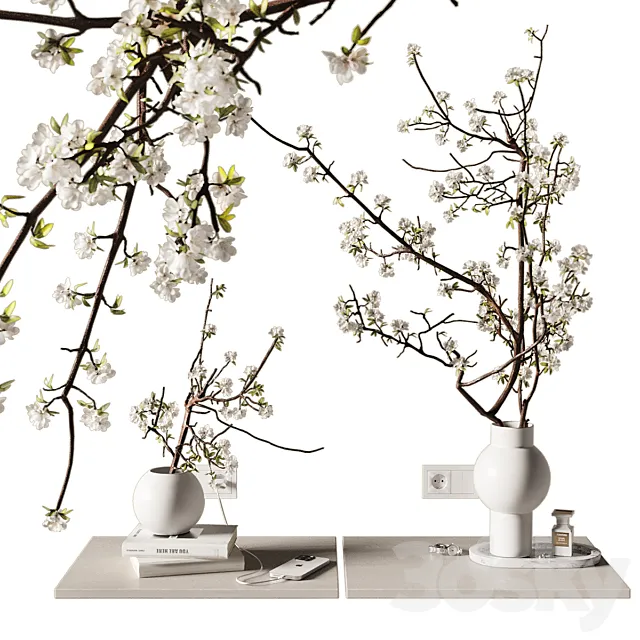 Decorative set on bedside table 2 3D Model