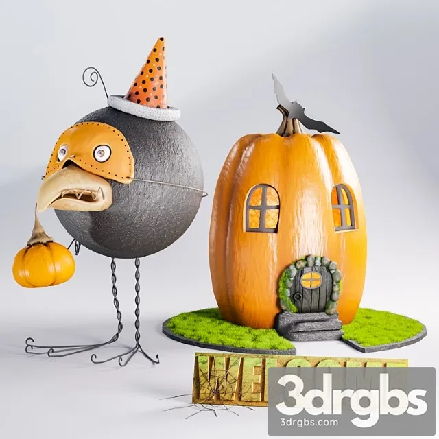 Decorative set on halloween. 3D Model Download
