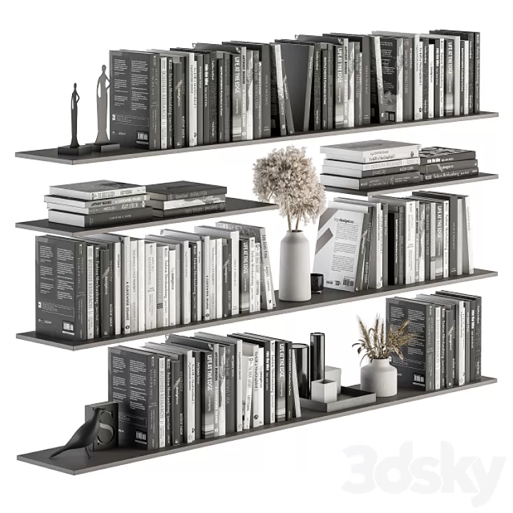 Decorative Set on Shelves and Decor objects - Set 07 3D Model Free