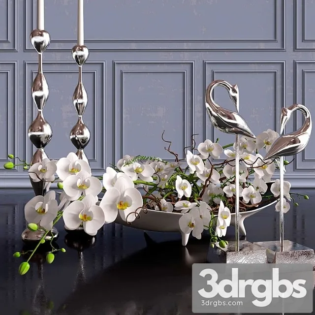 Decorative Set Orchid 1 3D Model Download