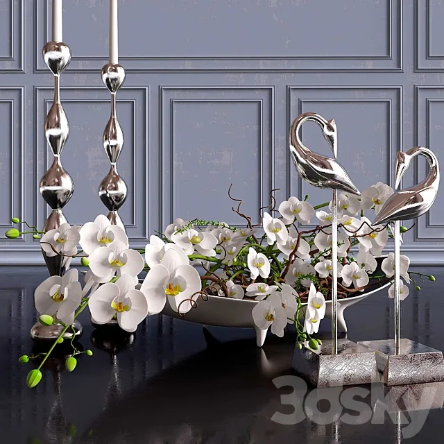 Decorative set. Orchid 3D Model