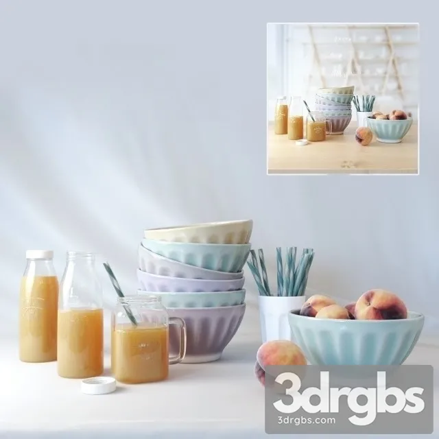 Decorative Set Peach 3D Model Free